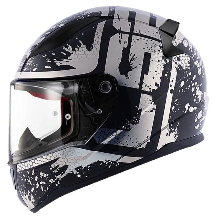 LS2 RAPID SPY MAT SİYAH-BEYAZ KASK