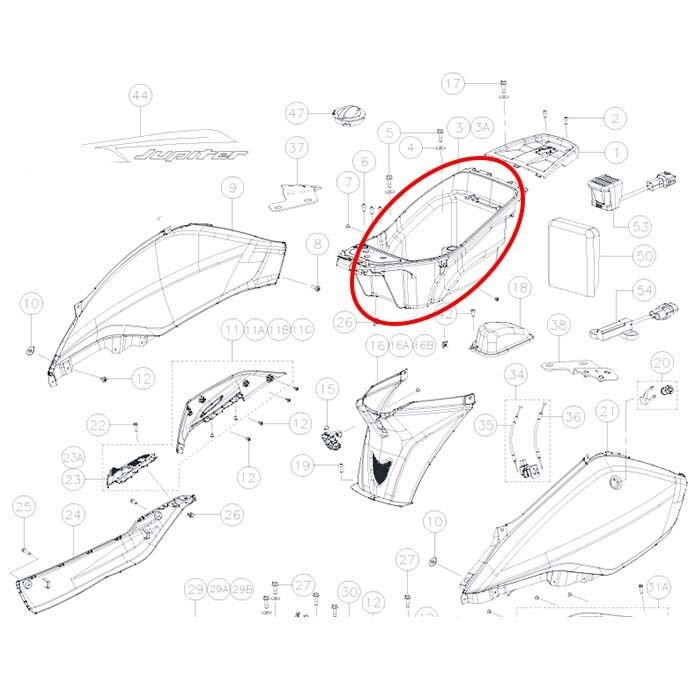 Tvs Jupiter110 2023-2025 Euro5 Sele Altı Kask Havuzu Bölmesi Bagajı A