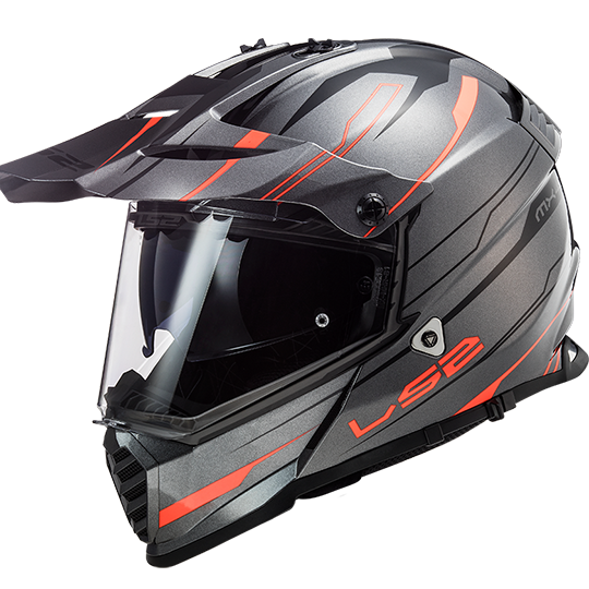 LS2 PIONEER EVO KNIGHT TITANIUM-TURUNCU KASK