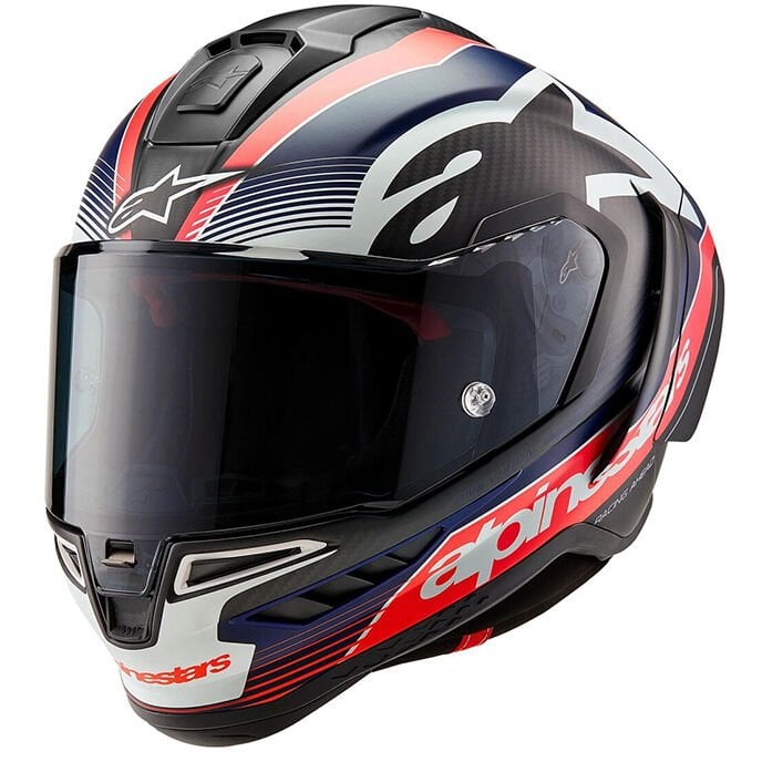 Alpinestars Supertech R10 Carbon Team Spor Motosiklet Kaskı Mat Siyah / Kırmızı / Beyaz