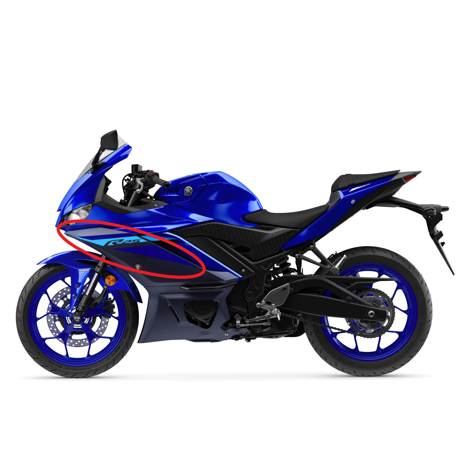 Yamaha YZF R25 2024 Mat Mavi P9 Sol Sinyal Grenajı Etiketi Sticker A