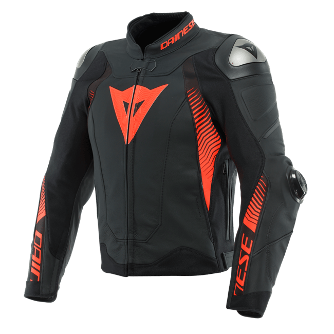 Dainese Super Speed 4 Black Matt Fluo Red Deri Ceket