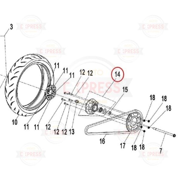 CFMoto 250NK 250SR 250CLX 2018-2025 Arka Göbek Jant Teker Dişli Göbeği A