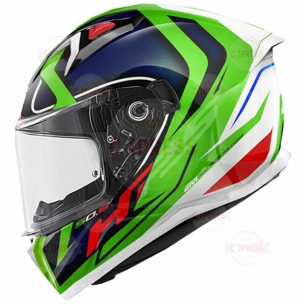 Gıvı 50.8 Racer Beyaz-Yeşil-Mavi Kask