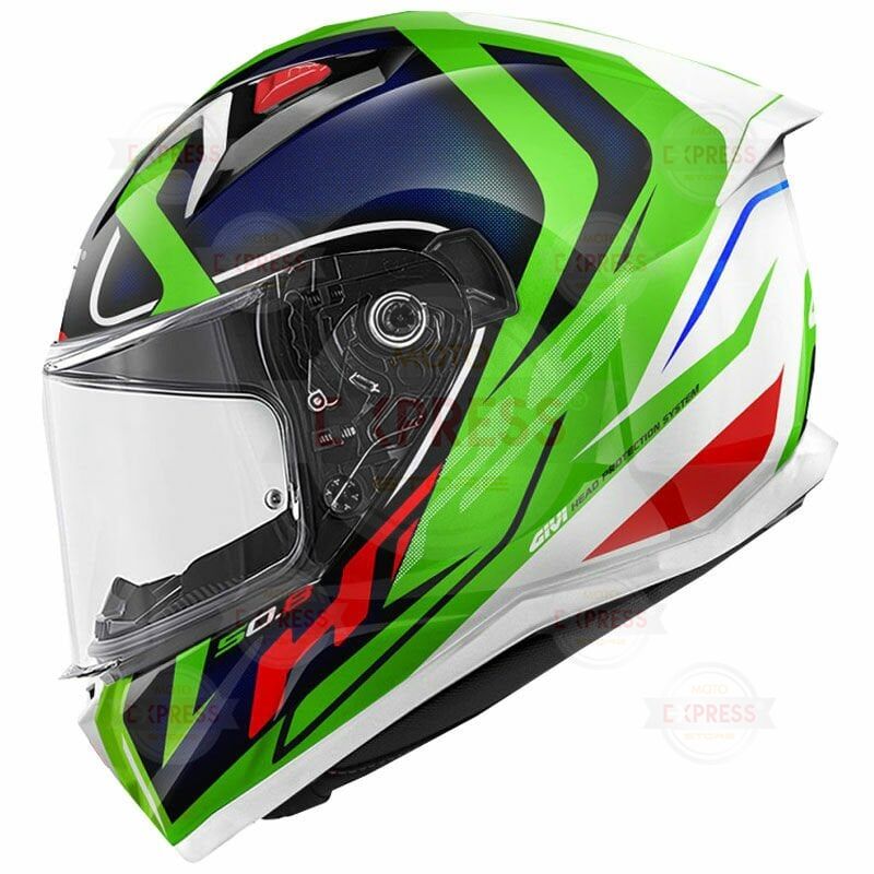 Gıvı 50.8 Racer Beyaz-Yeşil-Mavi Kask L