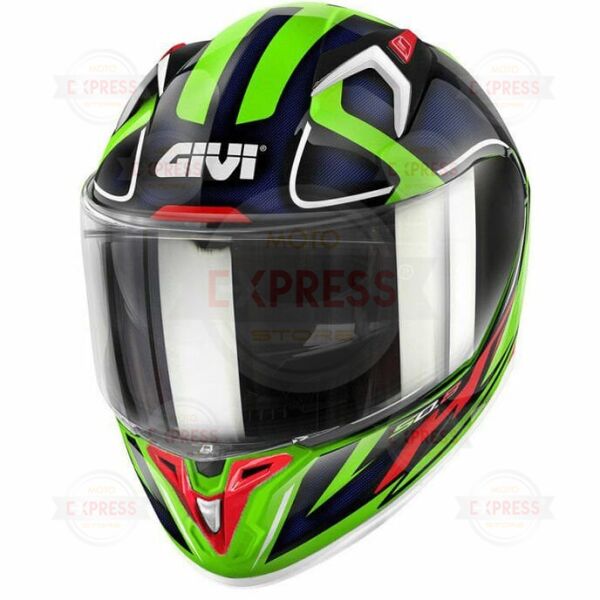 Gıvı 50.8 Racer Beyaz-Yeşil-Mavi Kask L