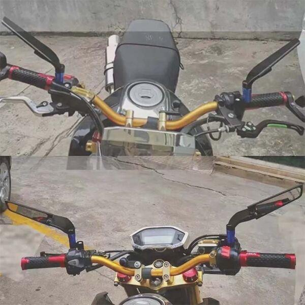 Naked ve Scooter İçin H2 Yarasa Motosiklet Aynası Kırmızı-Siyah