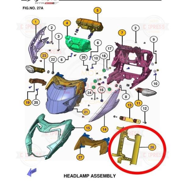 Tvs Apache RTR200 2024-2025 Arka Far Bağlantı Demiri Braketi Aparatı A