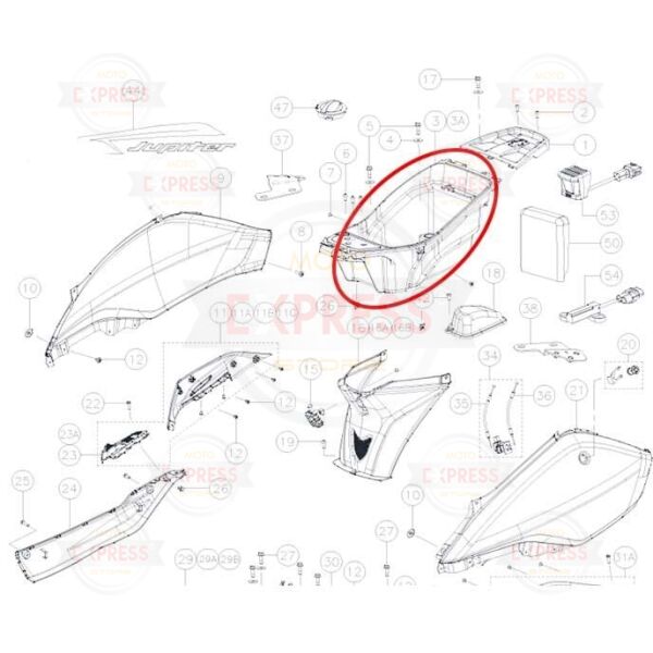 Tvs Jupiter110 2023-2025 Euro5 Sele Altı Kask Havuzu Bölmesi Bagajı A