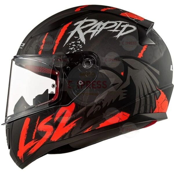 Ls2 Rapıd Raven Mat Siyah-Beyaz-Kırmızı Kask 3XL