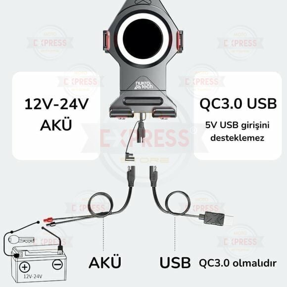 Nukrotech M23 Plus Titreşim Modüllü ve Kablosuz Şarjlı Telefon Tutucusu