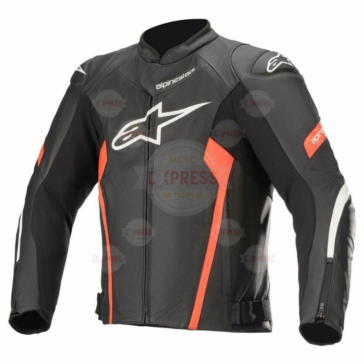 Alpinestars Faster V2 Deri Korumalı Motosiklet Montu Siyah Kırmızı