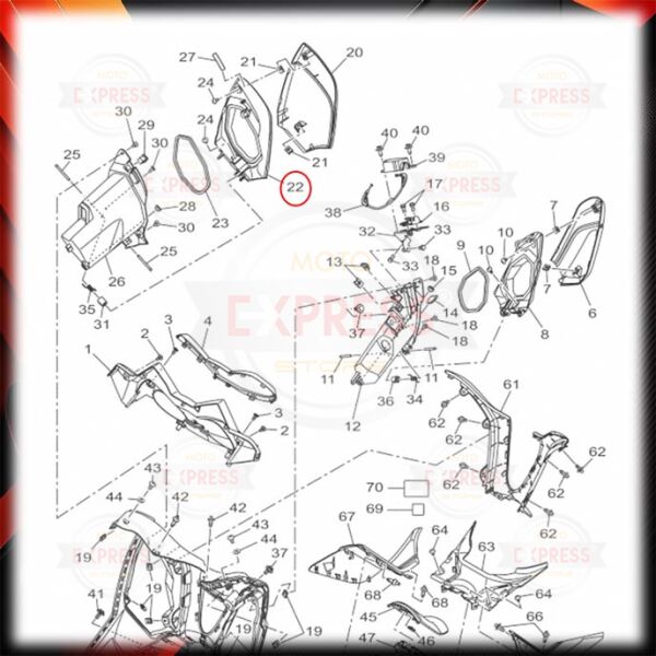 Yamaha Xmax250-300 2018-2022 Sağ Torpido Kapağı İç Parça