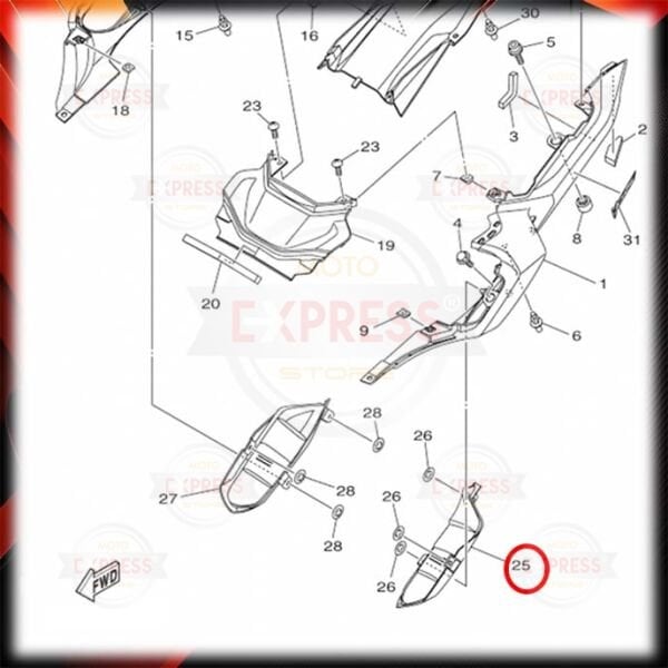 Yamaha MT07 2014-2017 Sol Arka Sele Altı Kuyruk Grenajı İç Panzolotu