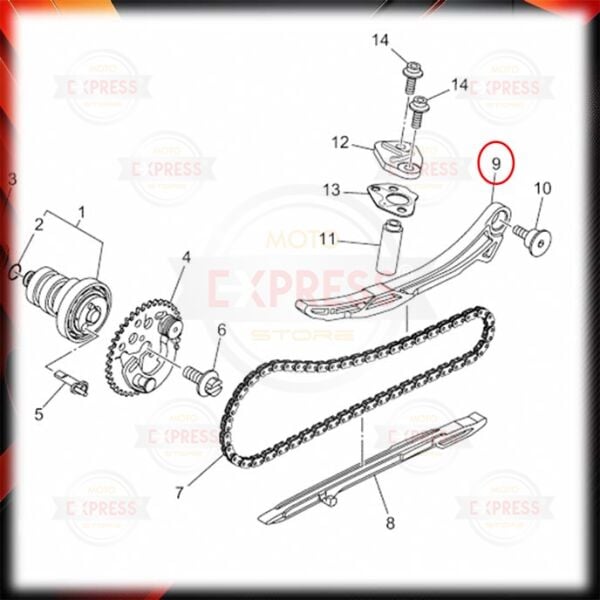 Yamaha Nmax125-155 2021-2026 Üst Eksantrik Gergisi Klavuzu Paleti Lastiği