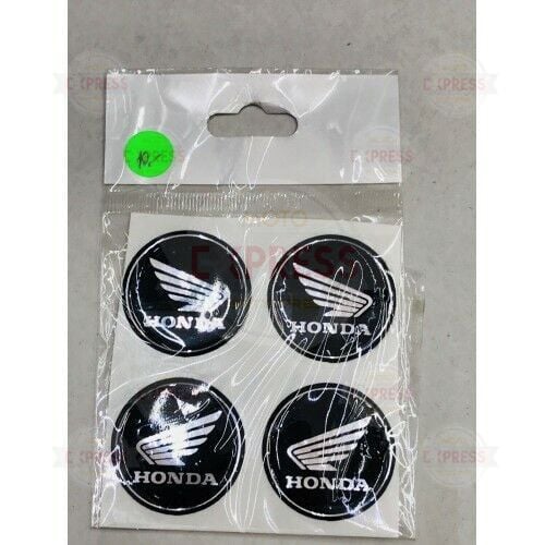 HONDA 3D DAMLA LOGO STICKER 4'LÜ 3.5 CM ÇAP 2 RENKTE KROM-MAVİ