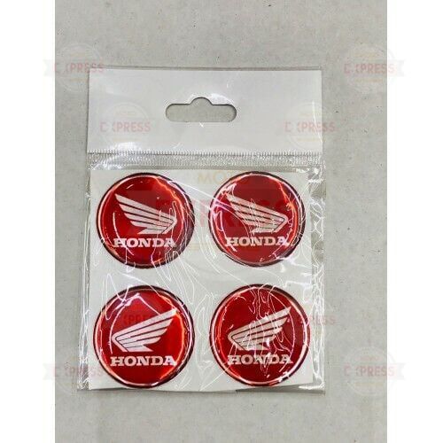 HONDA 3D DAMLA LOGO STICKER 4'LÜ 3.5 CM ÇAP 2 RENKTE KROM-MAVİ