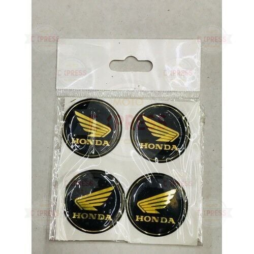 HONDA 3D DAMLA LOGO STICKER 4'LÜ 3.5 CM ÇAP 2 RENKTE KROM-KIRMIZI