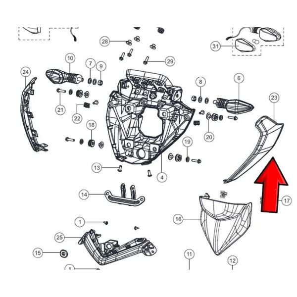 Tvs Raider 125 Sol Far Yanı Kafa Grenajı Paneli Mavi A