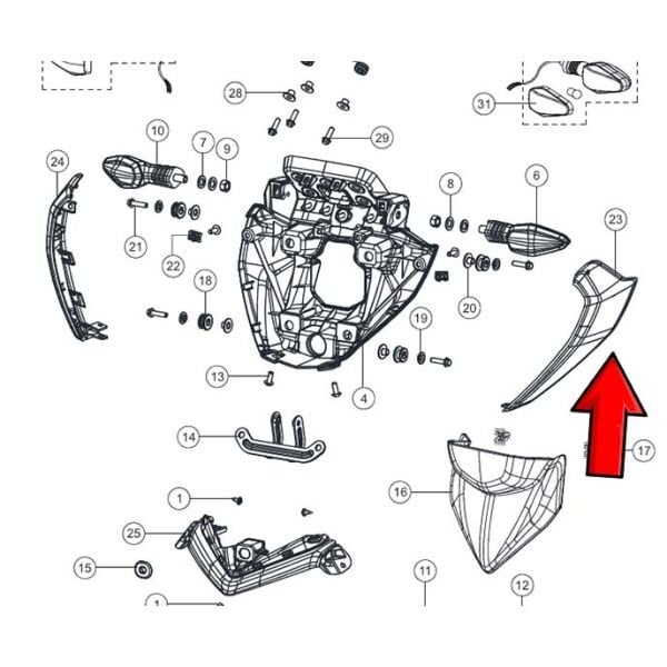 Tvs Raider 125 Sol Far Yanı Kafa Grenajı Paneli Mavi A