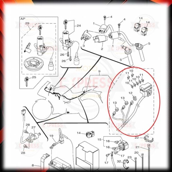 Yamaha Yzf R25 2014-2017 ABS'siz Elektrik Tesisatı Ana Hat
