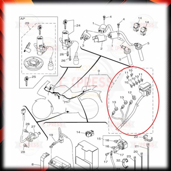 Yamaha Yzf R25 2014-2017 ABS'siz Elektrik Tesisatı Ana Hat