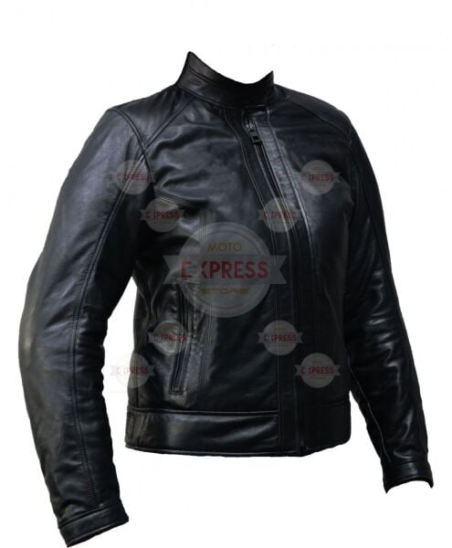 Vexo Moto Deri Kadın Mont Siyah