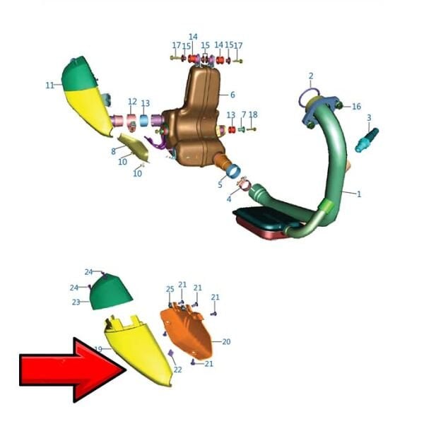 Bajaj Pulsar RS200 2015-2025 Egzoz Alt Dış Muhafazası Koruması Kapağı Siyah A