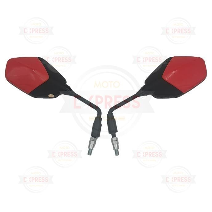 Hero Hunk 150 10mm Düz Diş Sağ-Sol Ayna Takımı Dikiz Aynası Kırmızı-Siyah