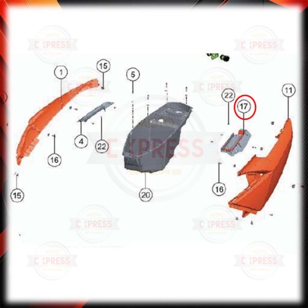 Tvs Ntorq125 Sol Sele Altı Yan Kapak Grenajı İç Panzolotu Parlak Kırmızı