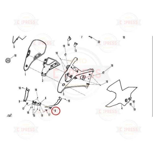 CFMoto 250SR 2020-2025 Sol Ön Far Altı Panzolotu Grenajı A