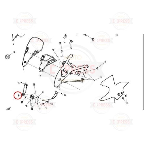 CFMoto 250SR 2020-2025 Sağ Ön Far Altı Panzolotu Grenajı A