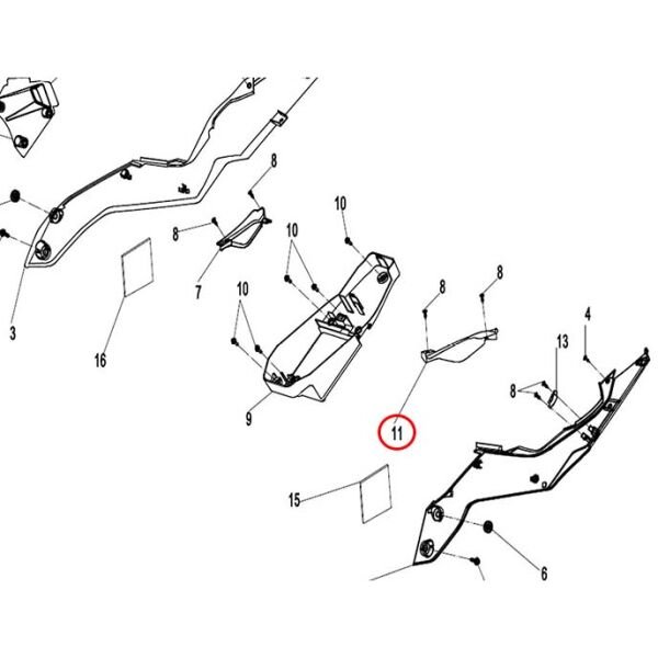 CFMoto 250SR Sol Sele Altı Uzun Grenaj Altı Ufak Panzolotu Parçası A