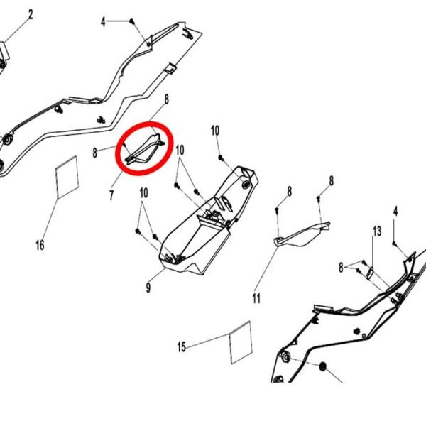CFMoto 250SR Sağ Sele Altı Uzun Grenaj Altı Ufak Panzolotu Parçası A