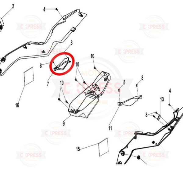 CFMoto 250SR Sağ Sele Altı Uzun Grenaj Altı Ufak Panzolotu Parçası A