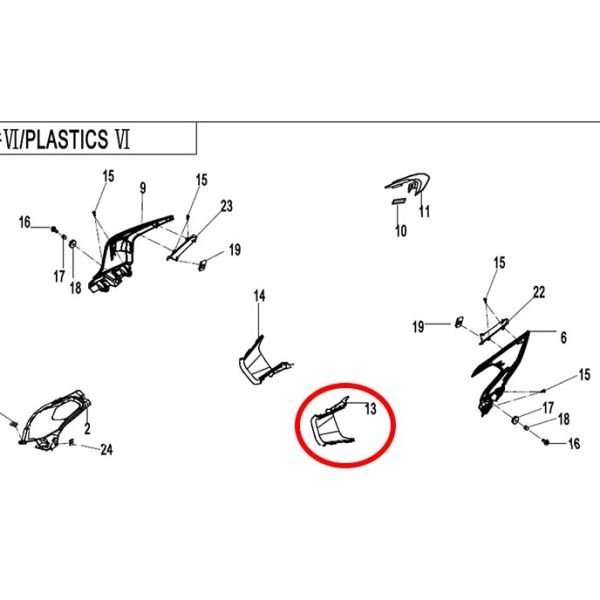 CFMoto 250SR 2020-2025 Sol Arka Sele Altı Grenajı Ufak Panzolotu Parçası A
