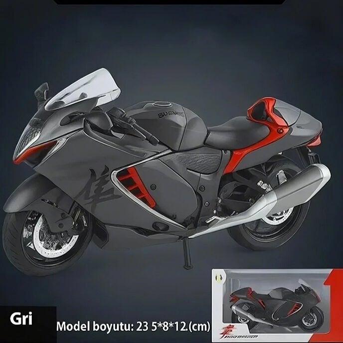 Suzukı Hayabusa Gen3 1:9 Ölçek Maket Model Motosiklet Gri