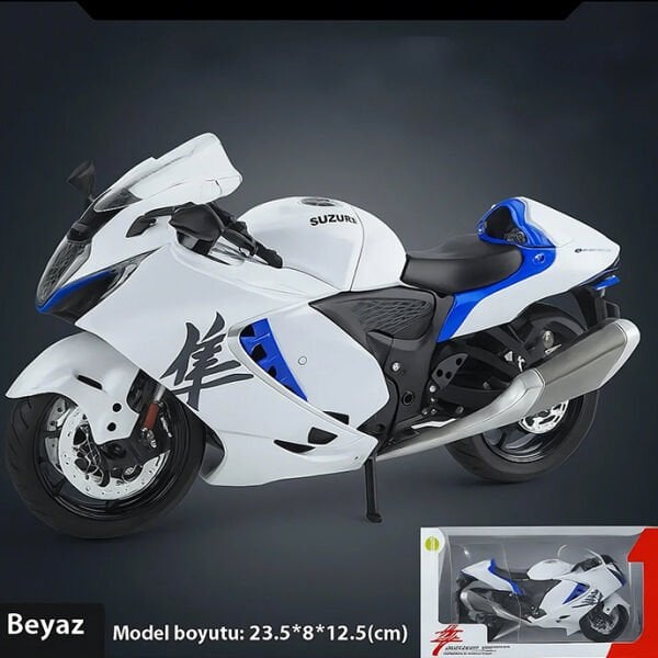 Suzukı Hayabusa Gen3 1:9 Ölçek Maket Model Motosiklet MAVİ BEYAZ