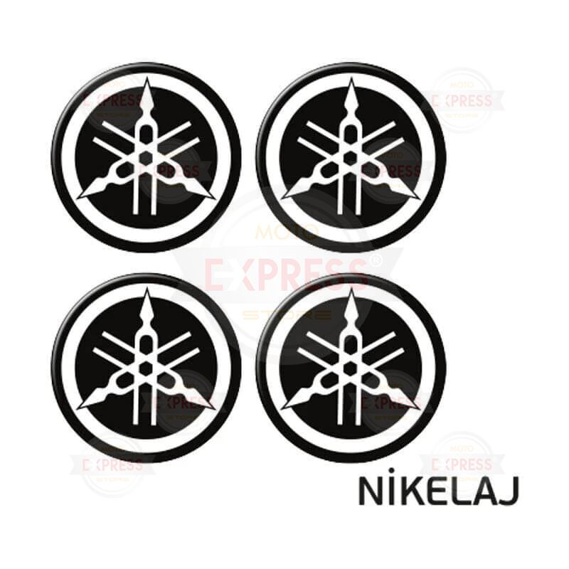 Yamaha Uyumlu Nikelaj Dörtlü Damla Etiket Sticker 3.5cm Siyah