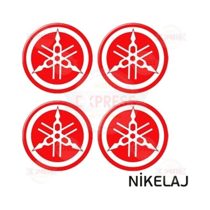 Yamaha Uyumlu Nikelaj Dörtlü Damla Etiket Sticker 3.5cm Kırmızı