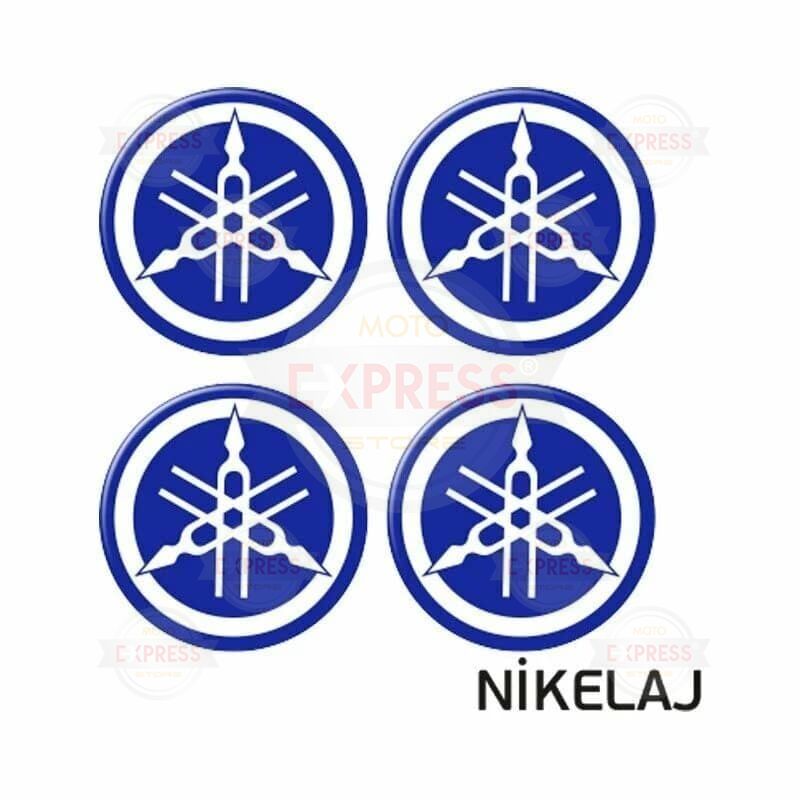 Yamaha Uyumlu Nikelaj Dörtlü Damla Etiket Sticker 3.5cm Mavi