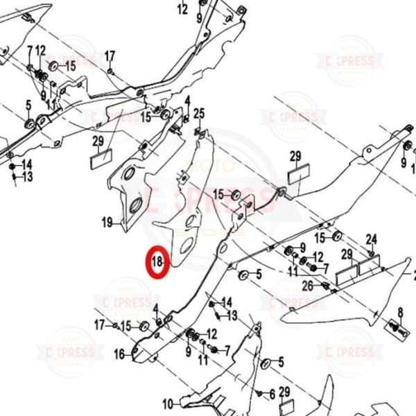 CFMoto 250NK 2018-2025 Sol Sele Altı Braket Üstü Dekoratif Kapak Muhafazası A