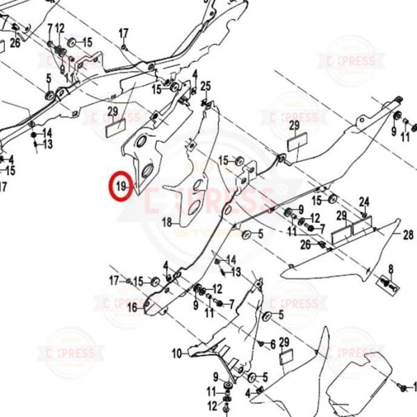 CFMoto 250NK 2018-2025 Sağ Sele Altı Braket Üstü Dekoratif Kapak Muhafazası A