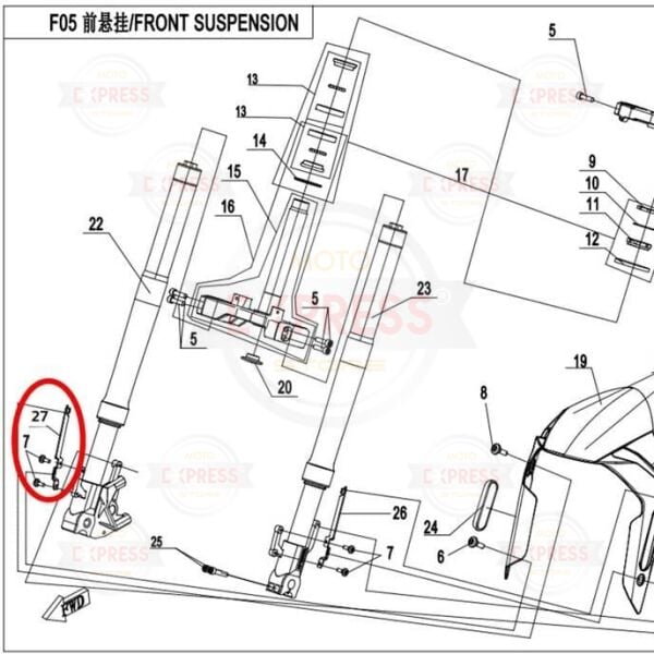 CFMoto 250SR 2020-2025 Sağ Ön Çamurluk Bağlantı Braketi Demiri A