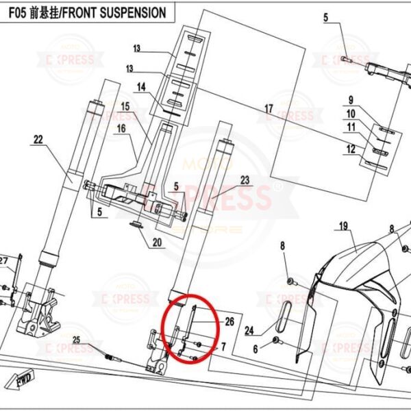 CFMoto 250SR 2020-2025 Sol Ön Çamurluk Bağlantı Braketi Demiri A