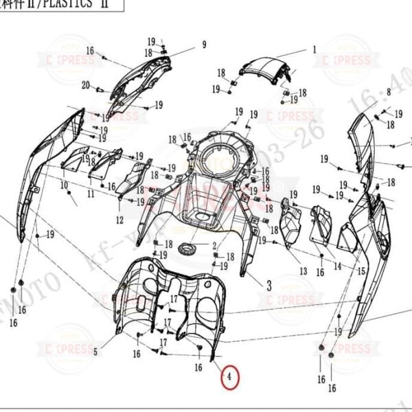 CFMoto 250NK 2023-2025 Sol Depo Ön İç Panzolotu A