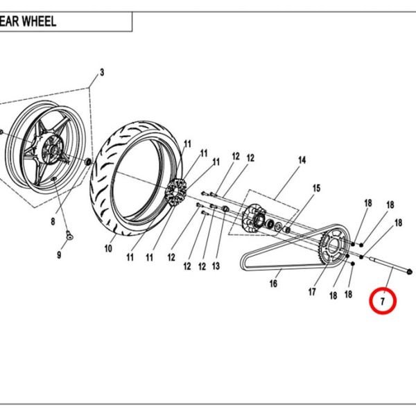 CFMoto 250SR 250NK 250CLX Arka Teker Mafsal Mili Saplaması A