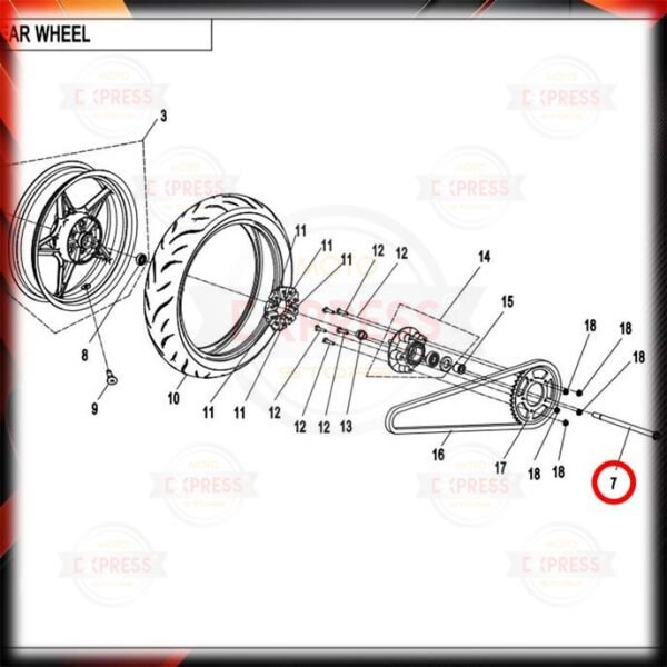 CFMoto 250SR 250NK 250CLX Arka Teker Göbek Mili Saplaması