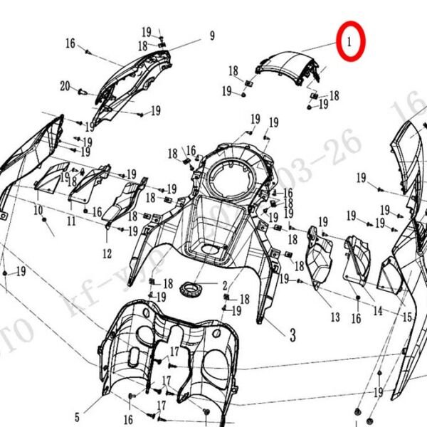 CFMoto 250NK 2023-2025 Depo Arkası Üstü Orta Grenajı Paneli Mat Mavi A