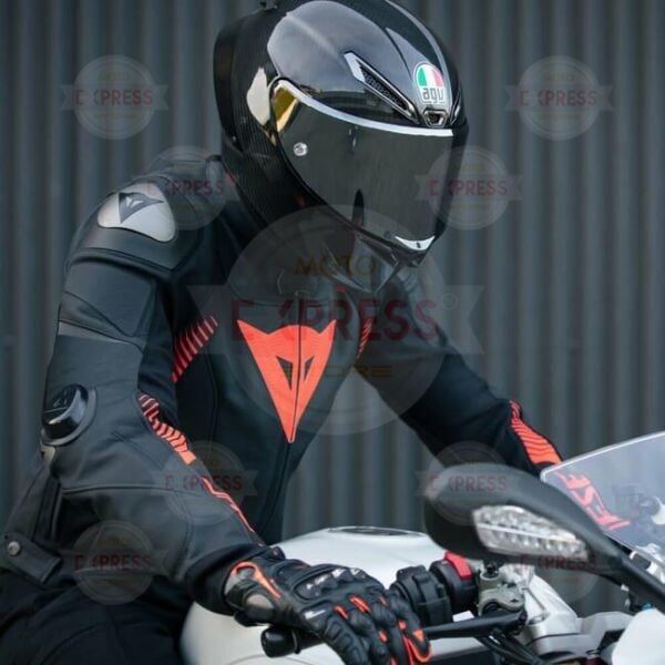 Dainese Super Speed 4 Black Matt Fluo Red Deri Ceket